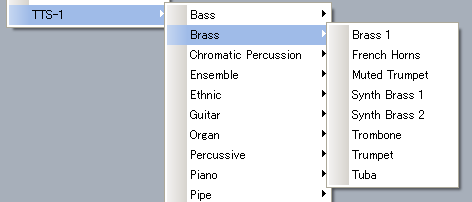 【Brass】には【Brass 1】【French Hones】【Muted Trumpet】【Synth Brass 1】【Synth Brass 2】【Trombone】【Trumpet】【Tuba】の各テンプレートが【挿入】出来ます.
