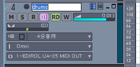 「ドラムス」用の「MIDIトラック」を作成して置きます.